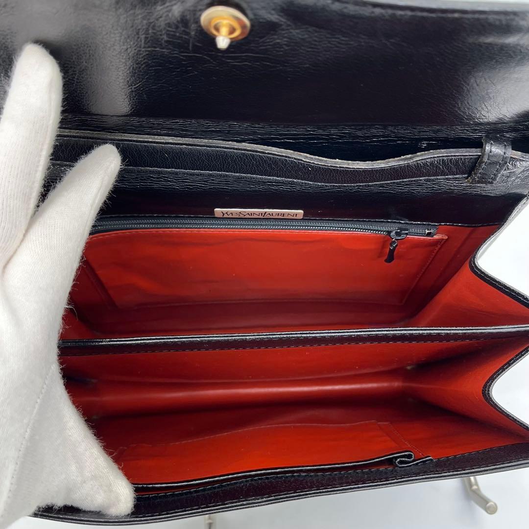 【美品】イヴサンローラン ワンショルダーバッグ 肩掛け リザード型押し 黒