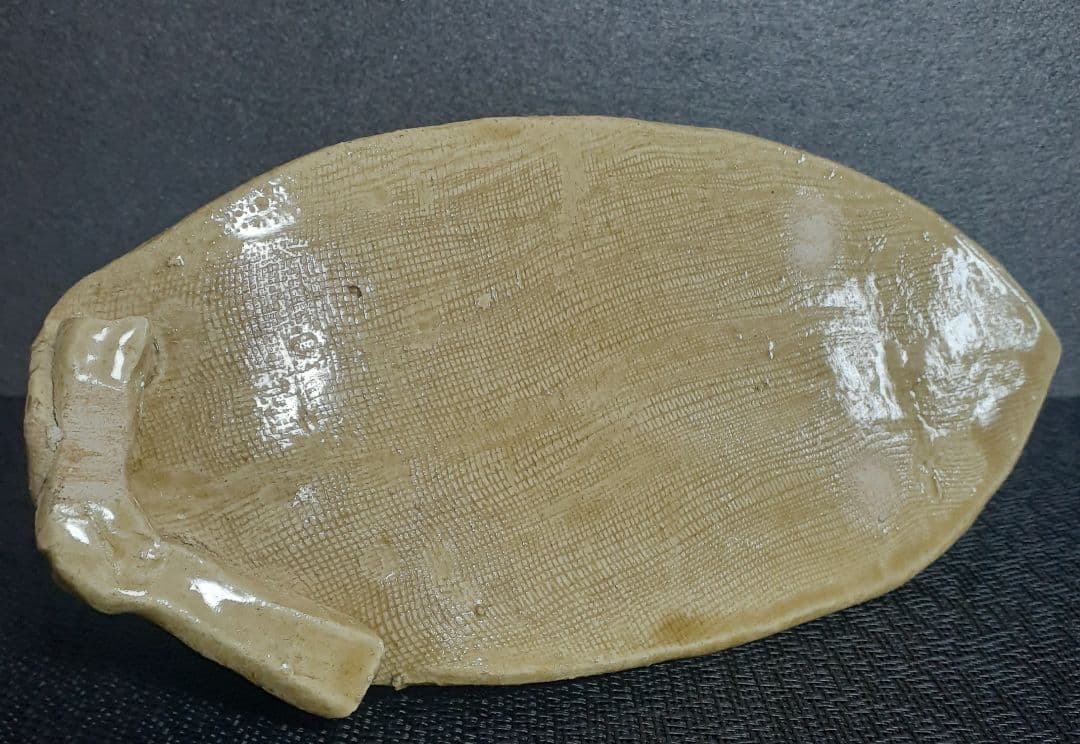 【珍品】時代物　織部焼　織部釉　河童(カッパ)の囲碁打　飾り物　オブジェ　置物