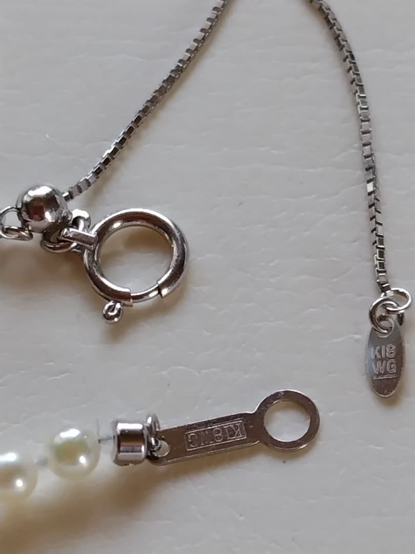 K18WG スライド式アジャスター付き アコヤ真珠ベビーパールネックレス