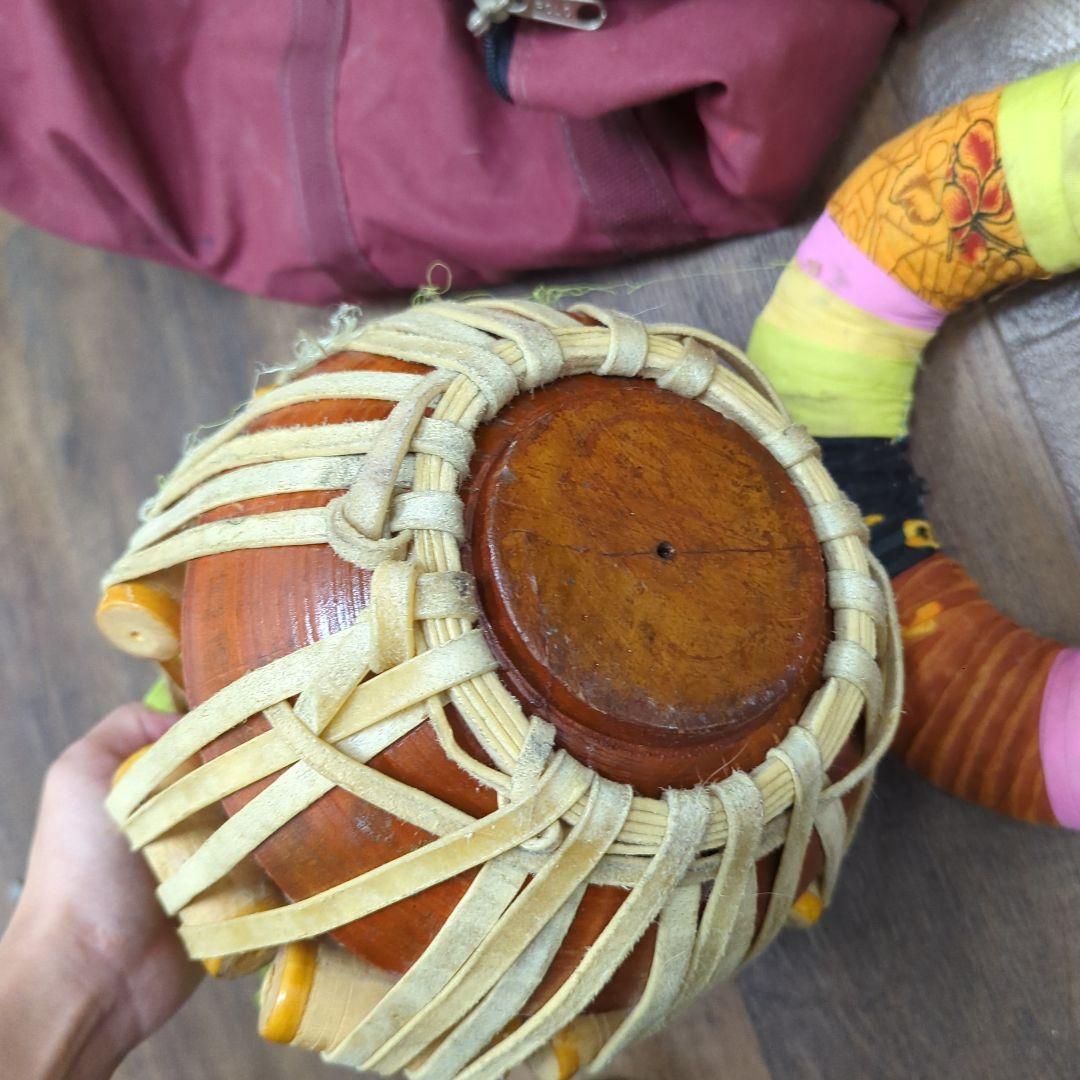 インド打楽器 タブラ&バヤンセット 台座付き