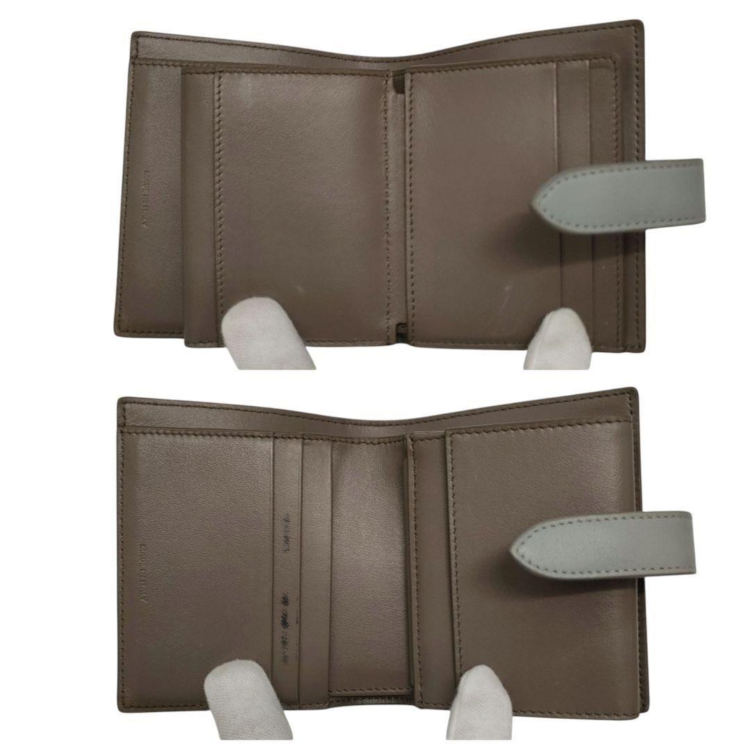 セリーヌ　折り財布　スモールストラップウォレット　グレー　ライトブルー