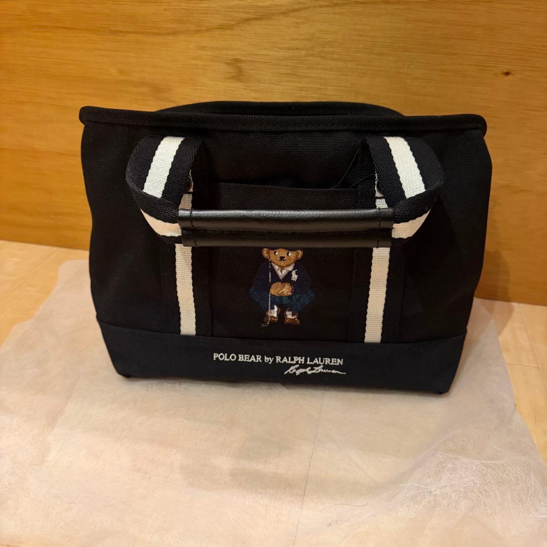 Polo Bear刺繍の黒トート　カートバッグ
