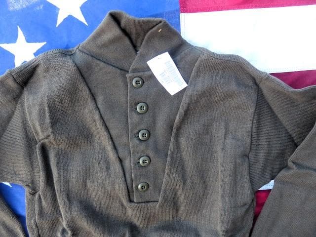 2004 デッド 米軍実物 ５ボタンセーター Ｍ DSPC ヘンリーネック 89