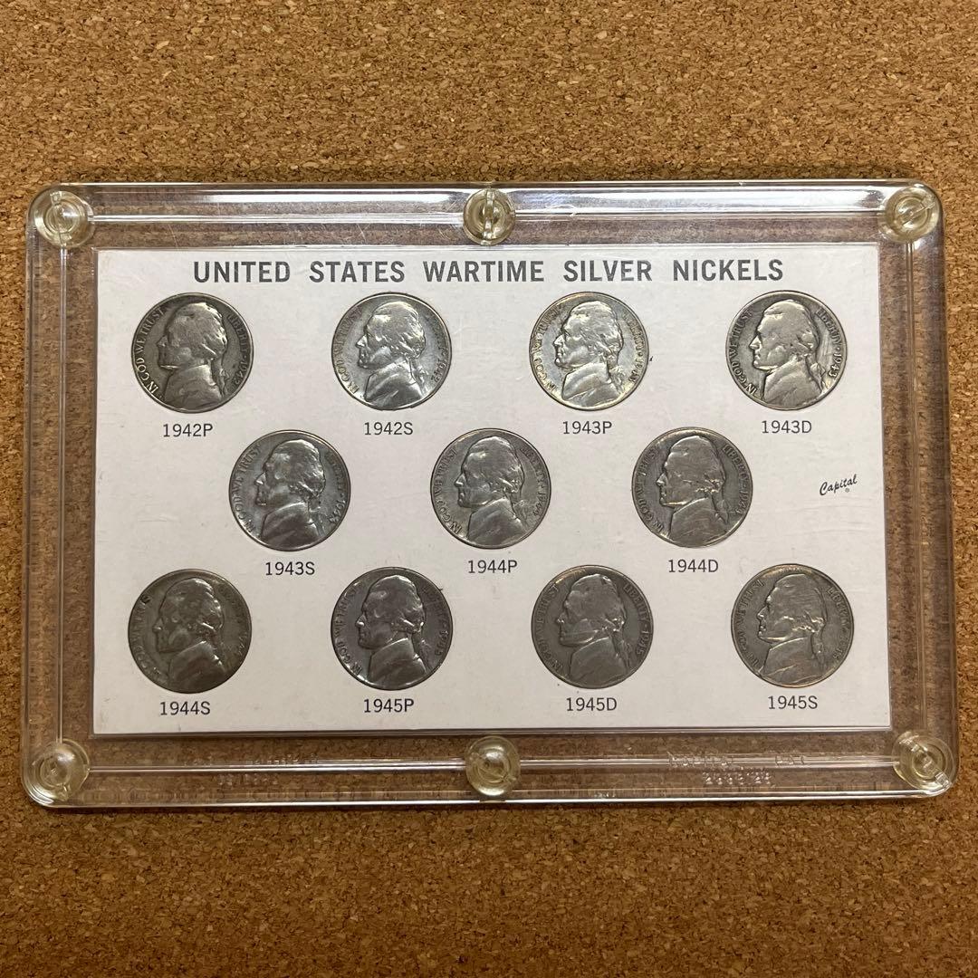 【ウォータイム・ニッケル】［銀貨］5セント アメリカ ジェファーソン 銀350