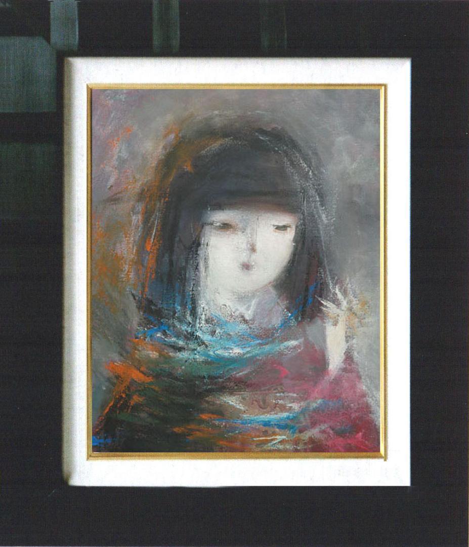 油絵 絵 絵画 インテリア 額付(黒) F6-050513 人物 女性像