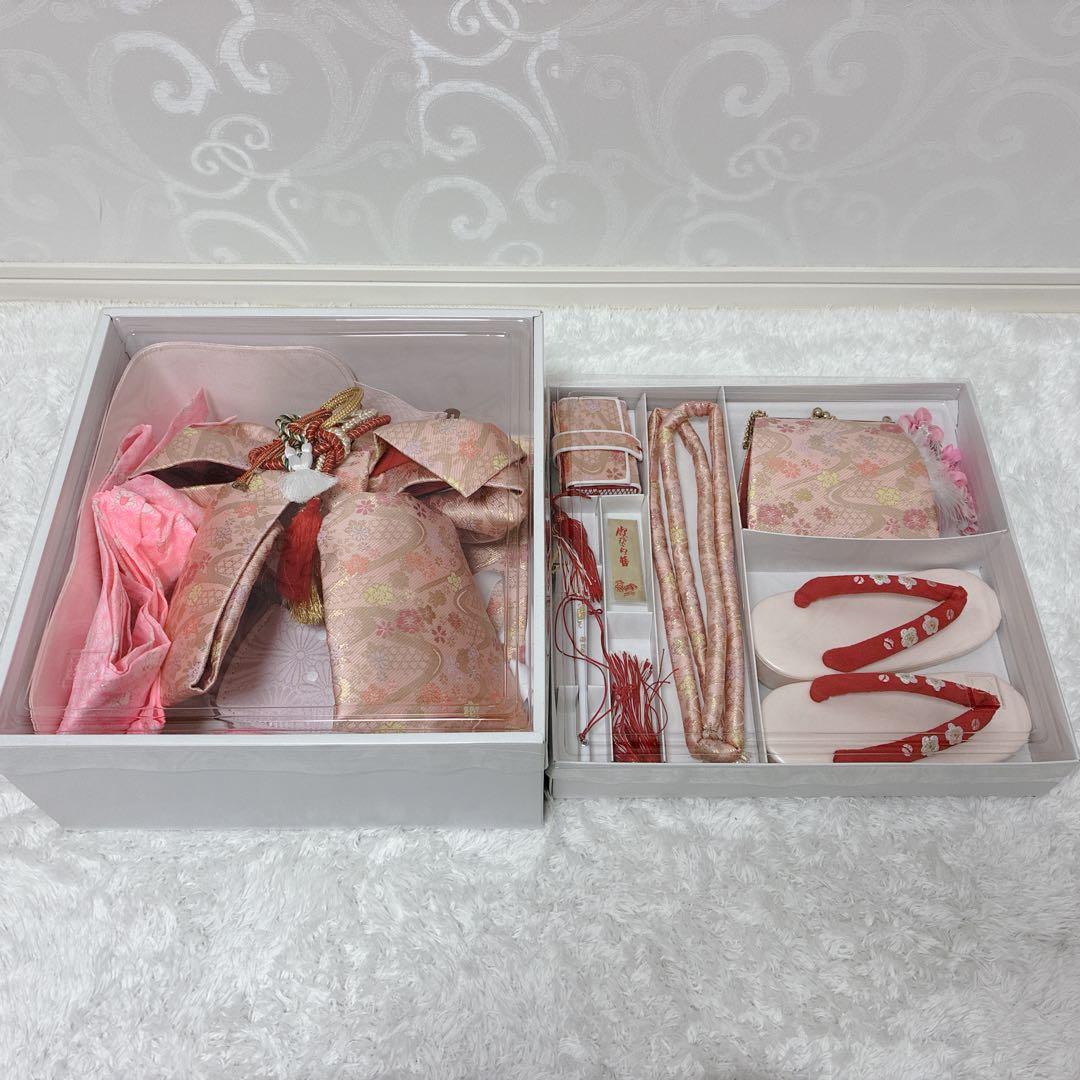 七五三 753 ７歳 はこせこセット　帯つき　小物多数　結び帯　箱せこ