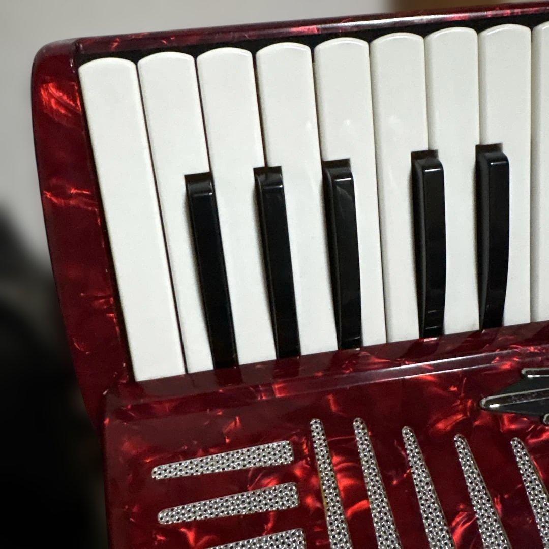 ヤマハ　YAMAHA アコーディオン　ピアノ　鍵盤　楽器　演奏　赤　ソフトケース