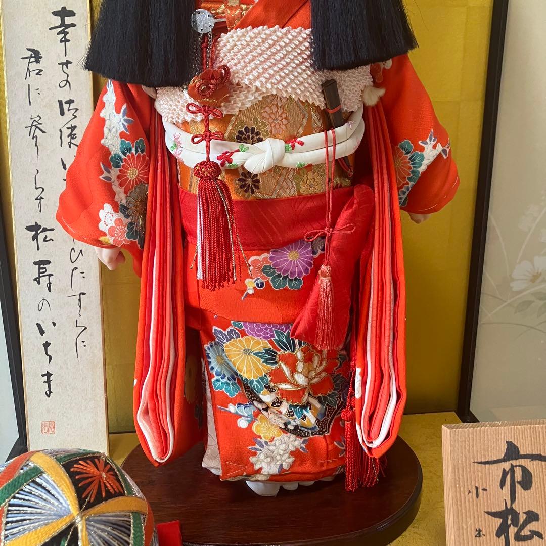 美品　伝統工芸品　市松人形　日本人形　小出松寿作　ガラスケース付き