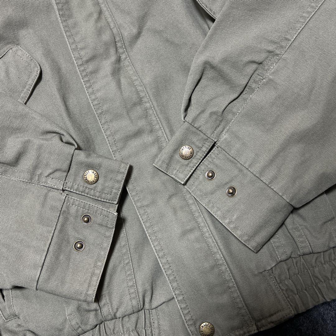 vintageナビゲータージャケットデトロイトジャケット風カーキXL刺繍短丈古着