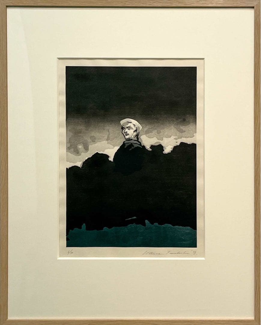 舟越桂《蒼い湖》木版画 1997年 6/30