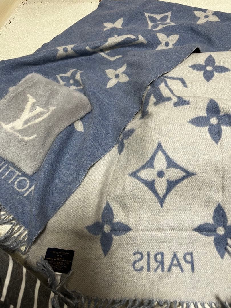 ヴィトン エシャルプコールドレイキャビック マフラー カシミヤ×ミンク