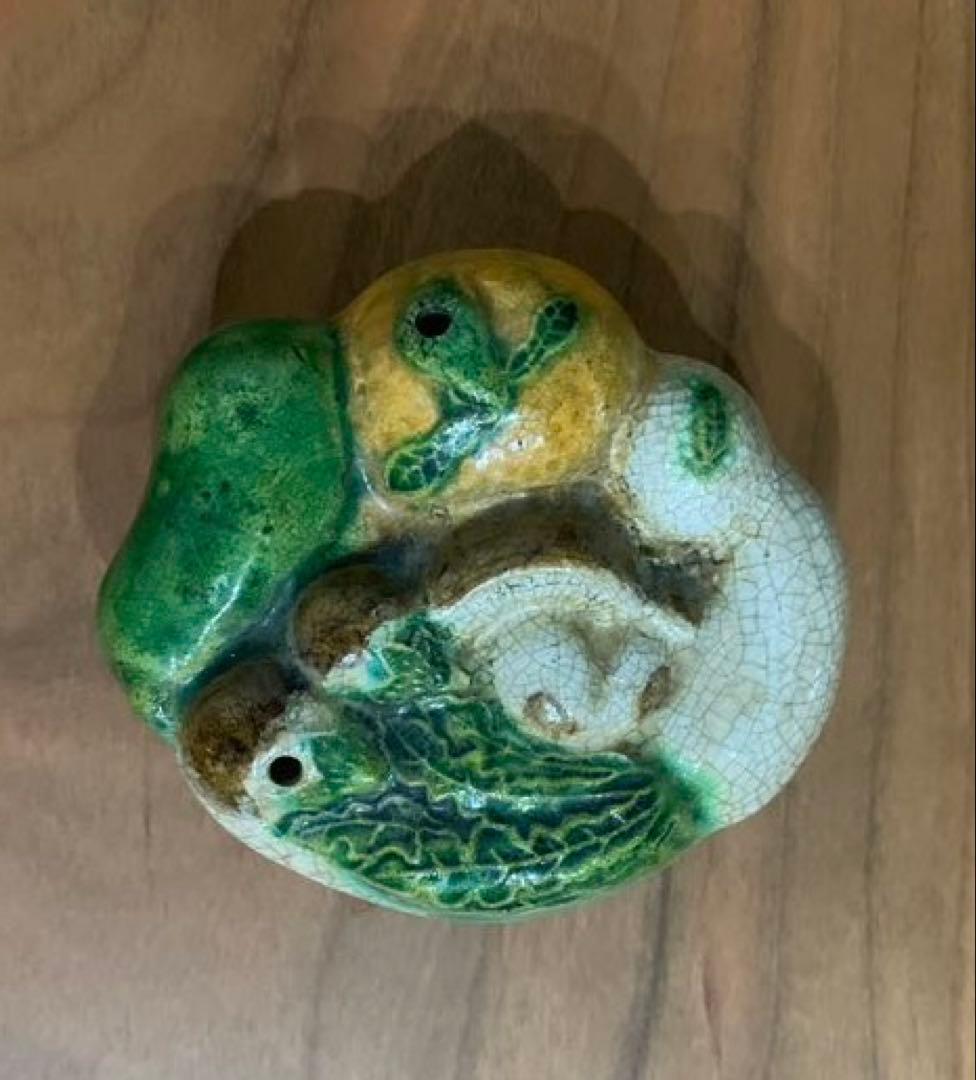 希少　中国　漳州窯　三彩野菜　水滴　明時代末期