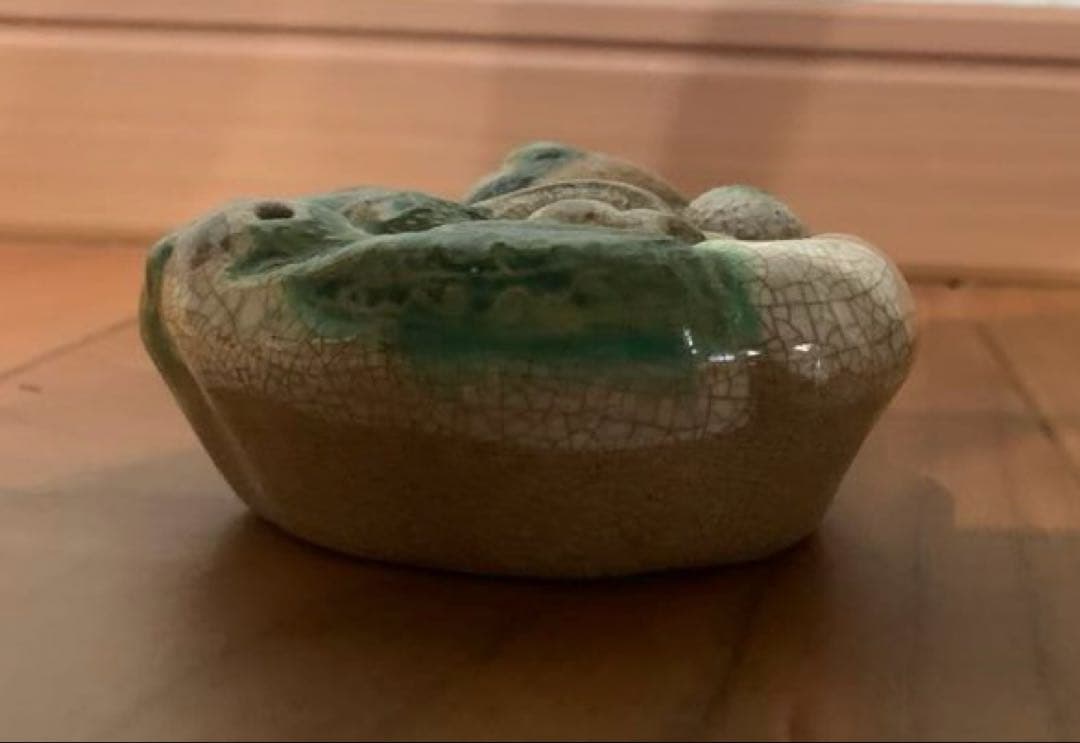 希少　中国　漳州窯　三彩野菜　水滴　明時代末期