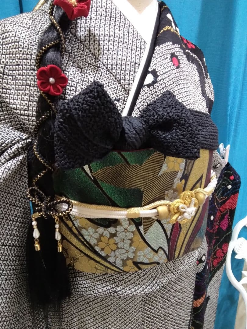 振袖フルセット、正絹総絞り、成人式、重ね衿、帯揚げ帯締め、西陣袋帯、長襦袢