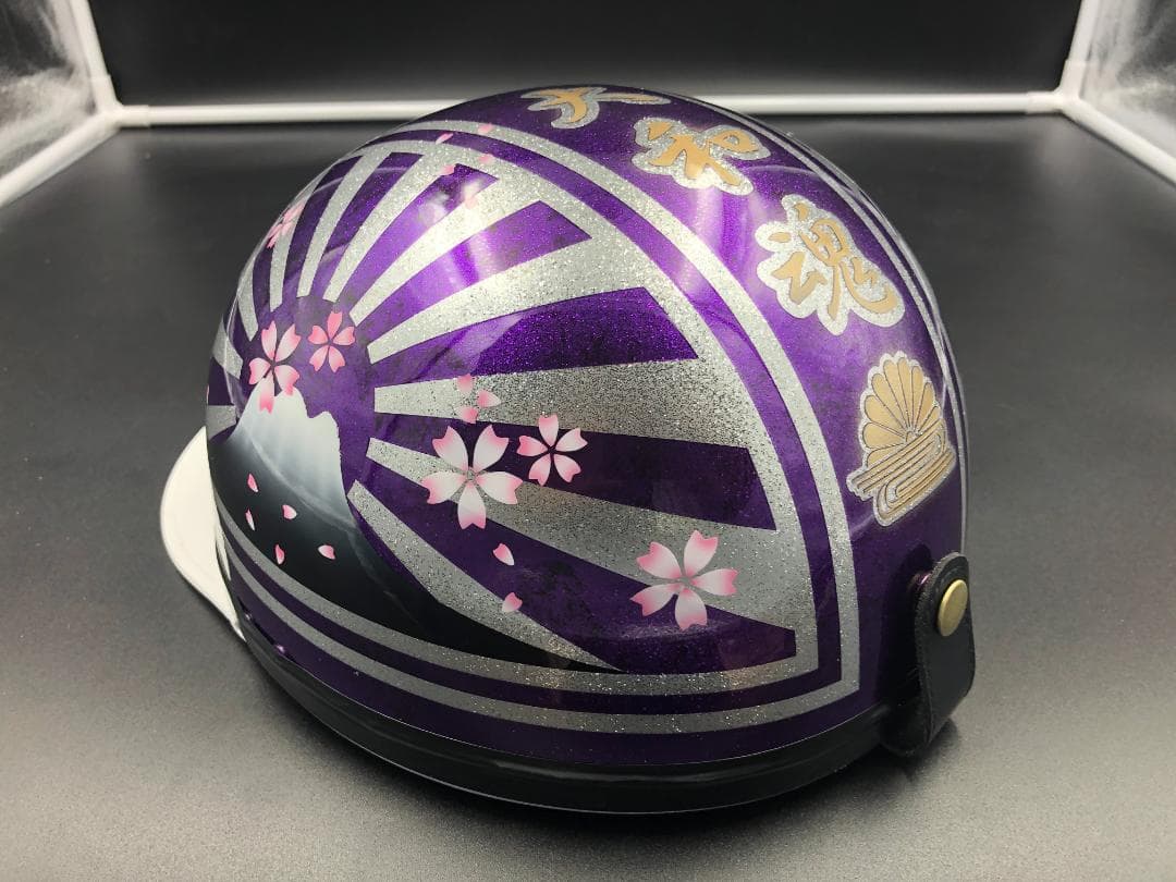 コルク半　カスタム　富士日章　三つボタン　パープルラップラメ　桜　高級クリヤ