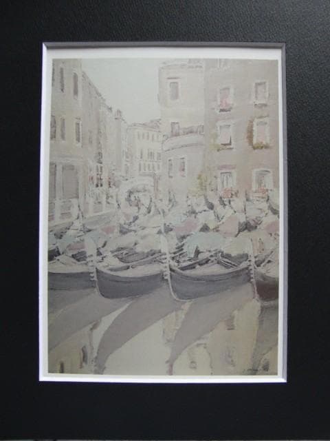 松浦　安弘【陽に映える運河】、希少画集画、状態良好、新品高級額装付