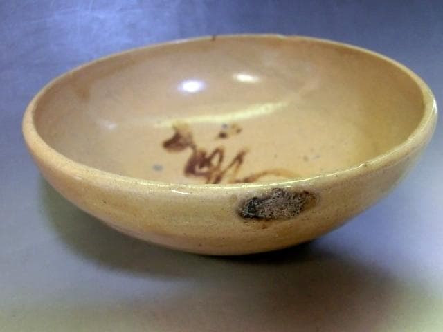 鉢■寿 古い平鉢 菓子器 黄瀬戸(江戸後期～明治期)古美術 時代物 骨董品■