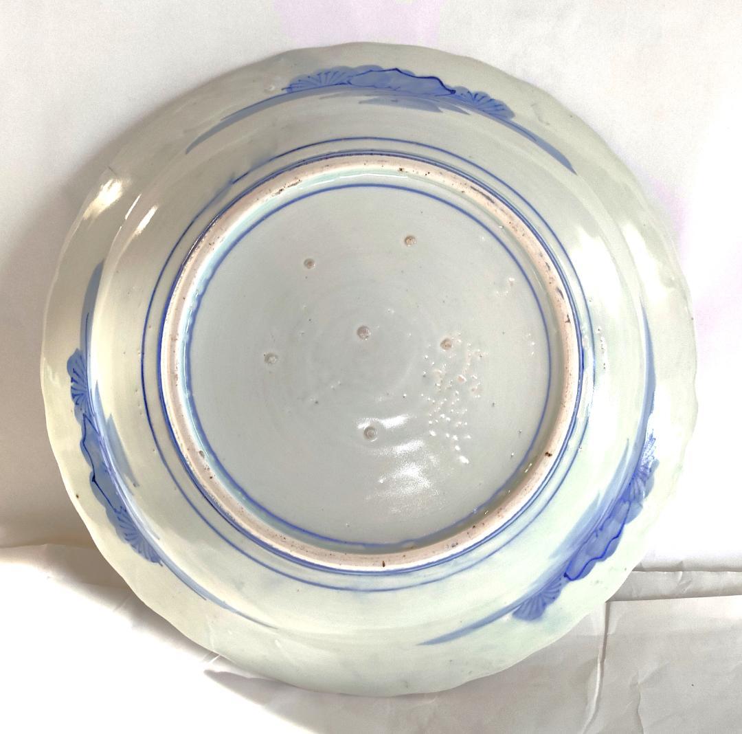 陶器 大皿 染付 バナナの木 Aa-226