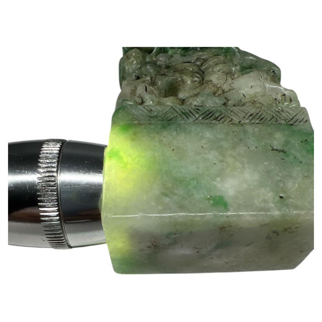 【1点物レア品】翡翠 彫刻 龍　オブジェ 約7cm 置物　深緑