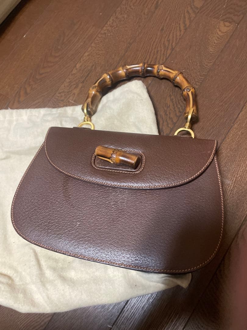 GUCCI グッチ バンブー ハンドバッグ ブラウン レザー 保存袋付き