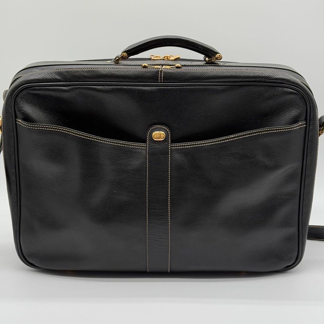 dunhill ダンヒル メンズ ロゴ金具 レザー 2way ビジネスバッグ 黒