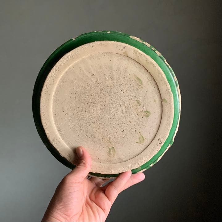 仏蘭西 フランス 緑釉 皿 平鉢 古道具 アンティーク ブロカント