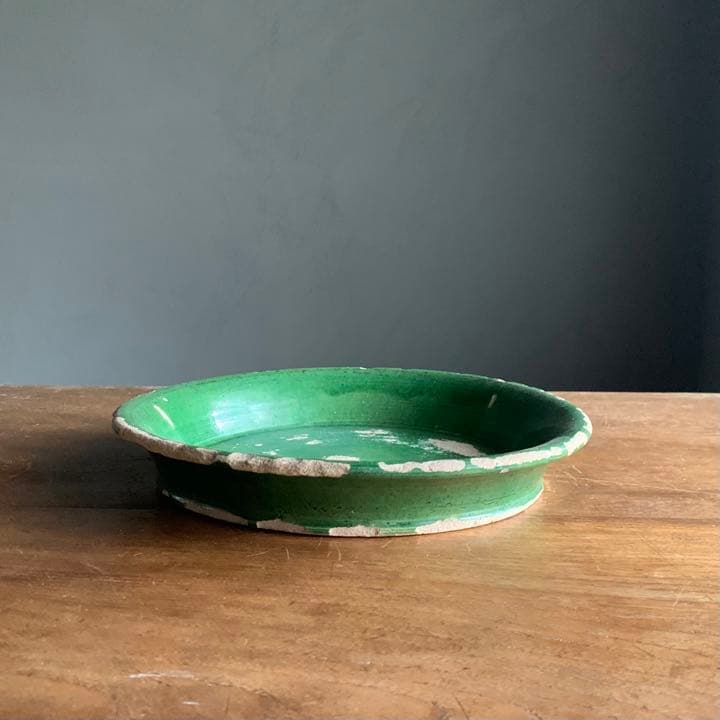 仏蘭西 フランス 緑釉 皿 平鉢 古道具 アンティーク ブロカント