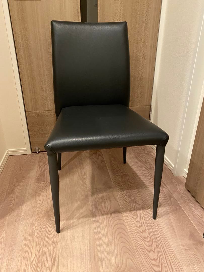 【しずく】ダイニングチェア「パシオン」PVC ブラック×2脚