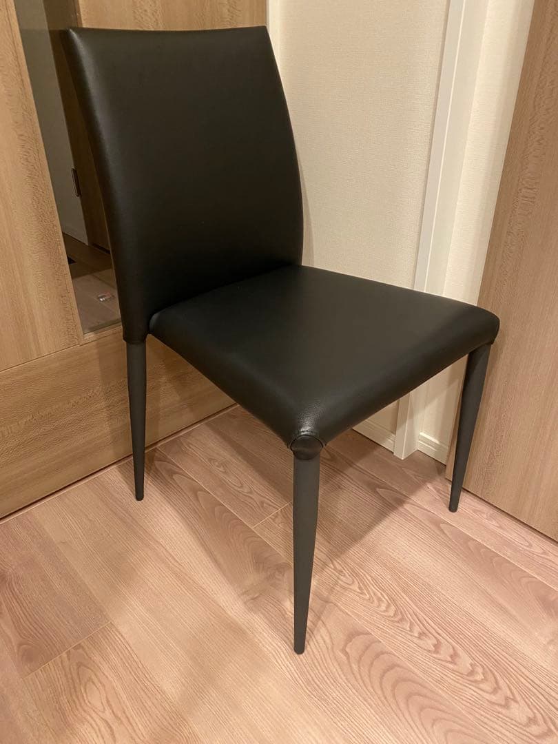 【しずく】ダイニングチェア「パシオン」PVC ブラック×2脚