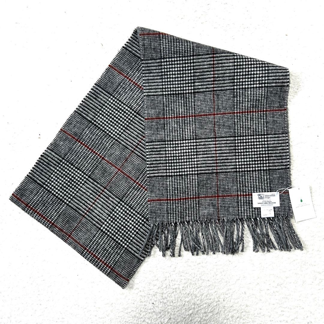 Johnstons of Elgin マフラー ストール グレンチェック グレー