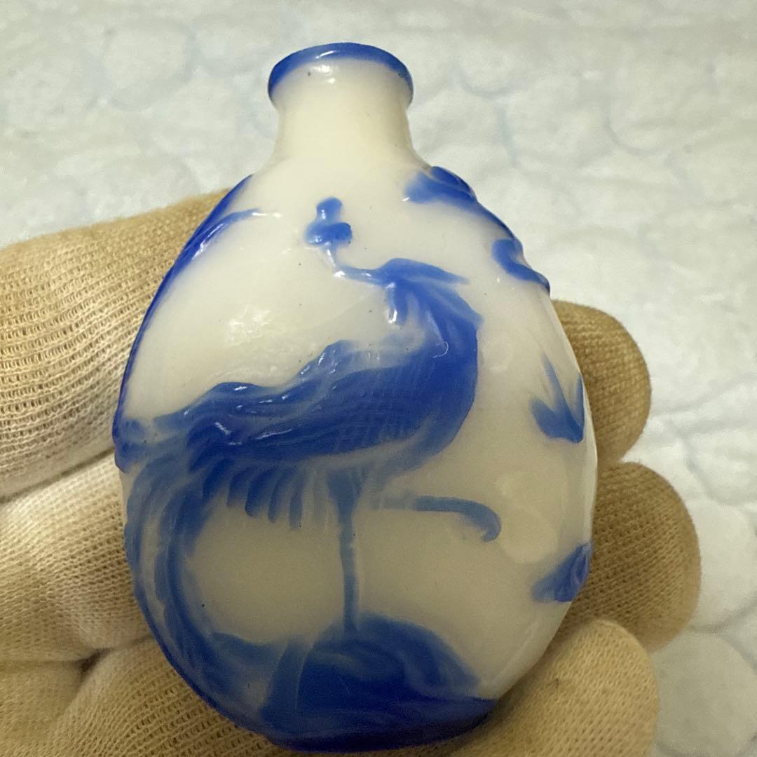 時代物　瑠璃硝子　鼻炎壺　龍　鳳