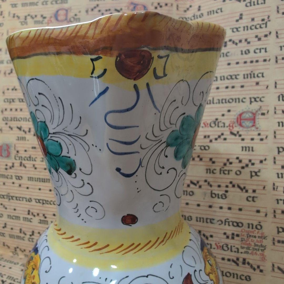 イタリア伝統工芸 デルータ焼 ドラゴン花模様ピッチャー ラファエレスク