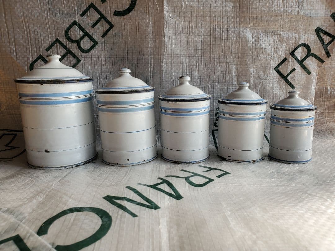 アンティーク　ホーロー　キャニスター　５個セット