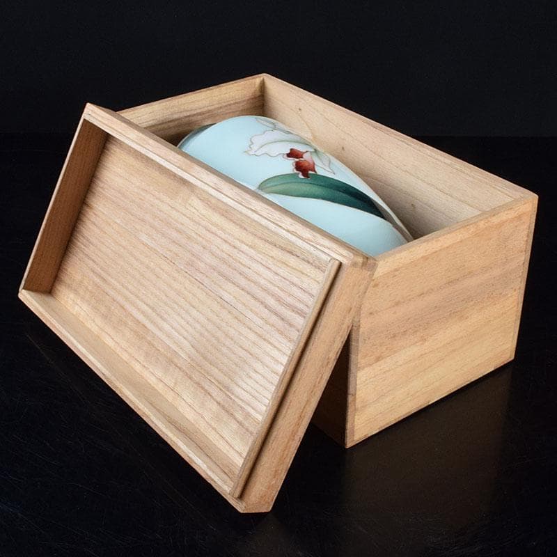 七宝焼　安藤七宝店　花文　花瓶　唐木台　時代箱付　M　R9165