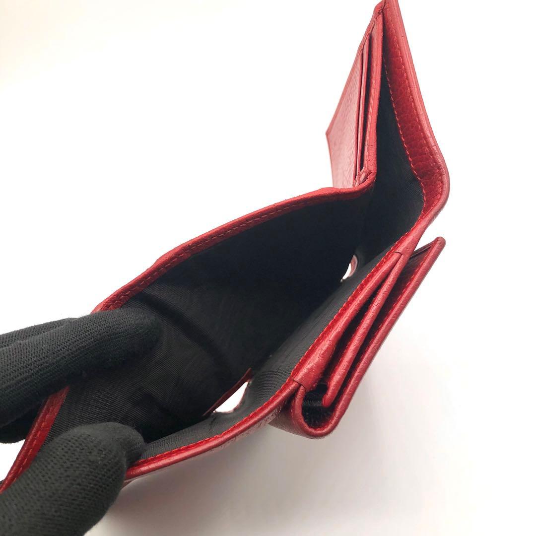 グッチ マーモント 三つ折り財布 レッド レザー