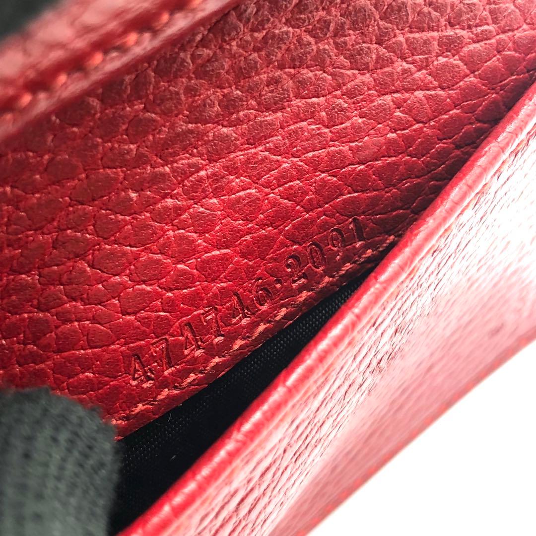 グッチ マーモント 三つ折り財布 レッド レザー