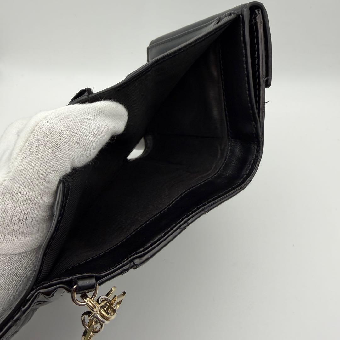 人気 Dior ディオール　エナメル レディディオールロータ 三つ折り 財布