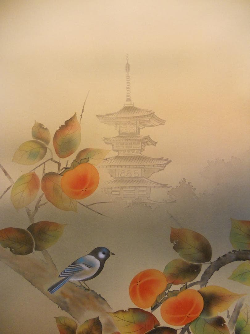 まろんママ掛け軸 横山香秋 『 古都清秋 』 絹本 希少 軸装 掛軸 美品