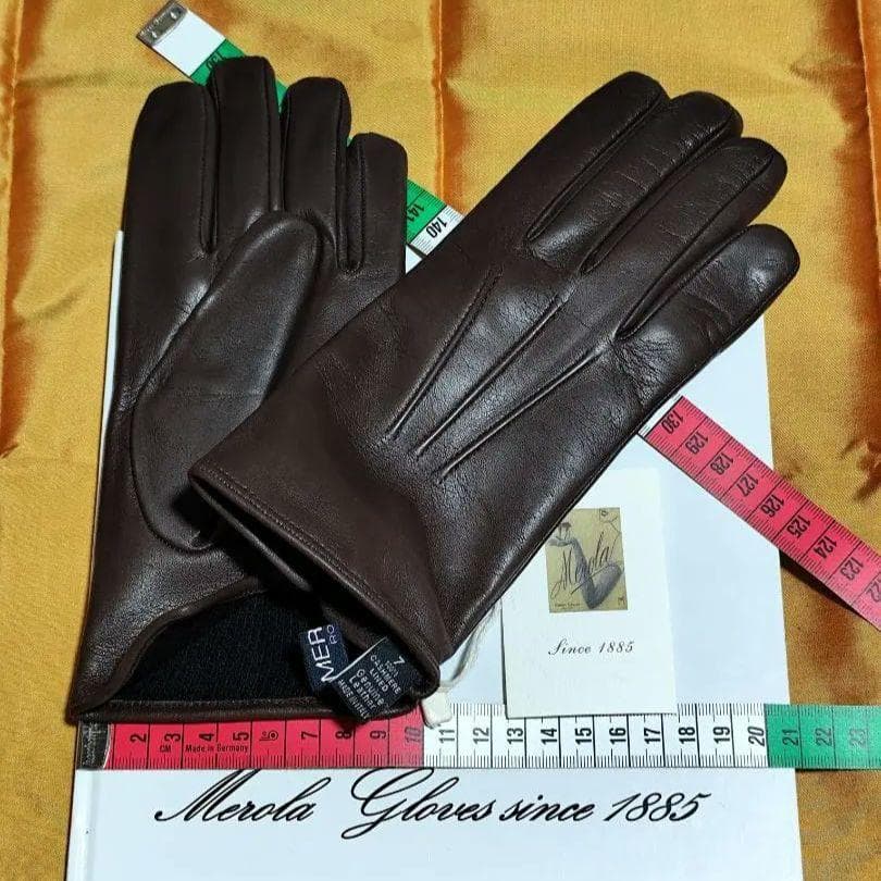 初売り 今季 メローラ ナッパ茶色 カシミア黒 革手袋 グローブ MEROLA