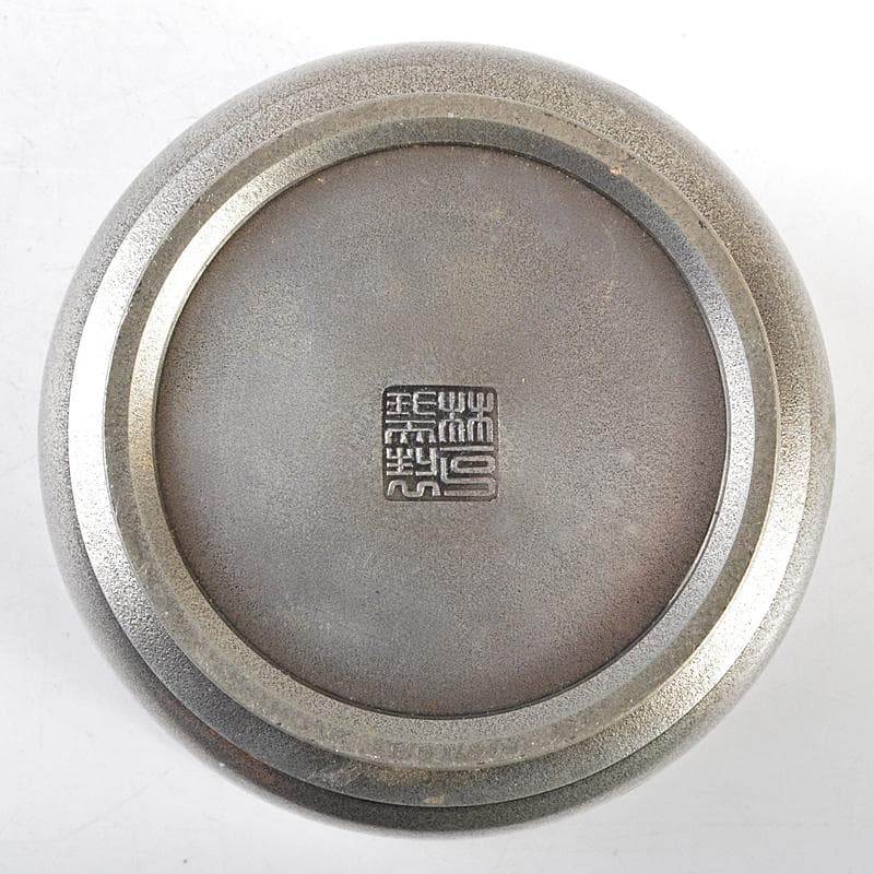 煎茶道具　林亭瑞製　錫製　四君子文　茶こぼし　約287g　時代箱　D　R5794