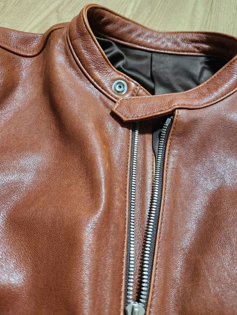 NO ID. シープレザーベジタブルシングルライダースＪＫＴ オイル付 革ジャン