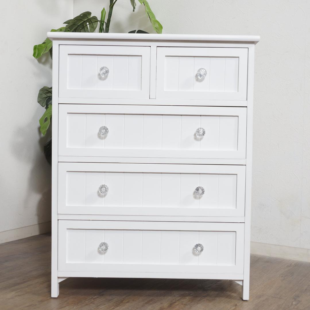 チェスト　4段5杯　タンス　収納　パンプキン取っ手 完成品