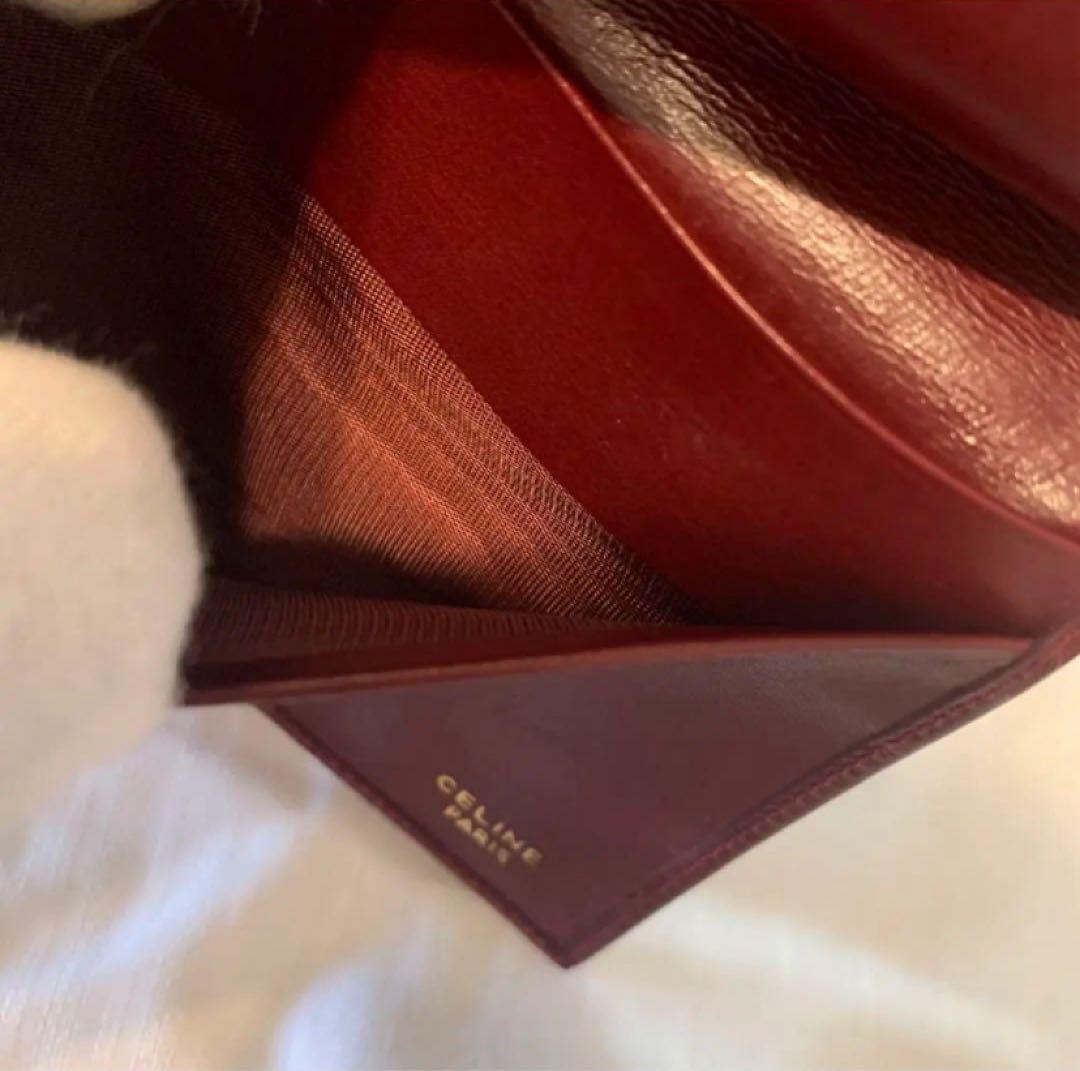 【希少】セリーヌ　ヴィンテージ　ロゴサークル　ゴールド金具　レザー　ボルドー