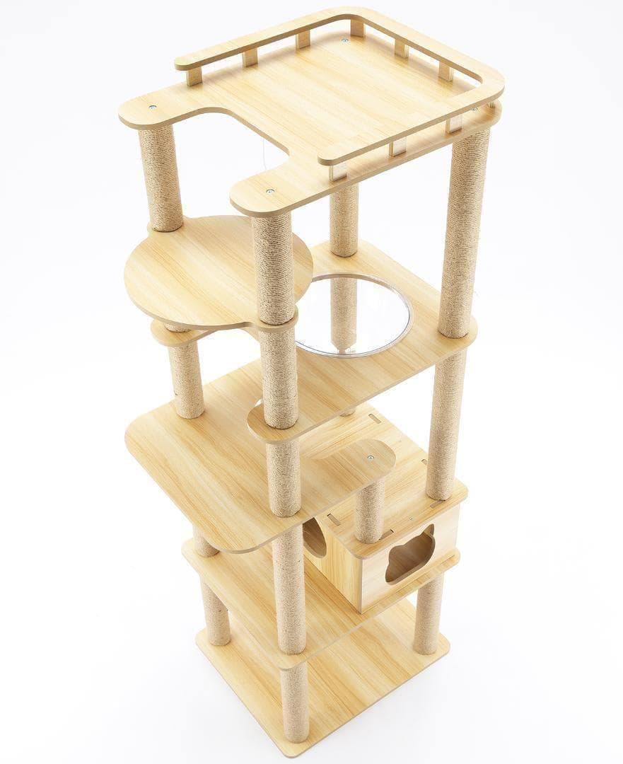 アウトレット1 キャットタワー 木製 宇宙船　展望台　多頭飼い 大型 178cm