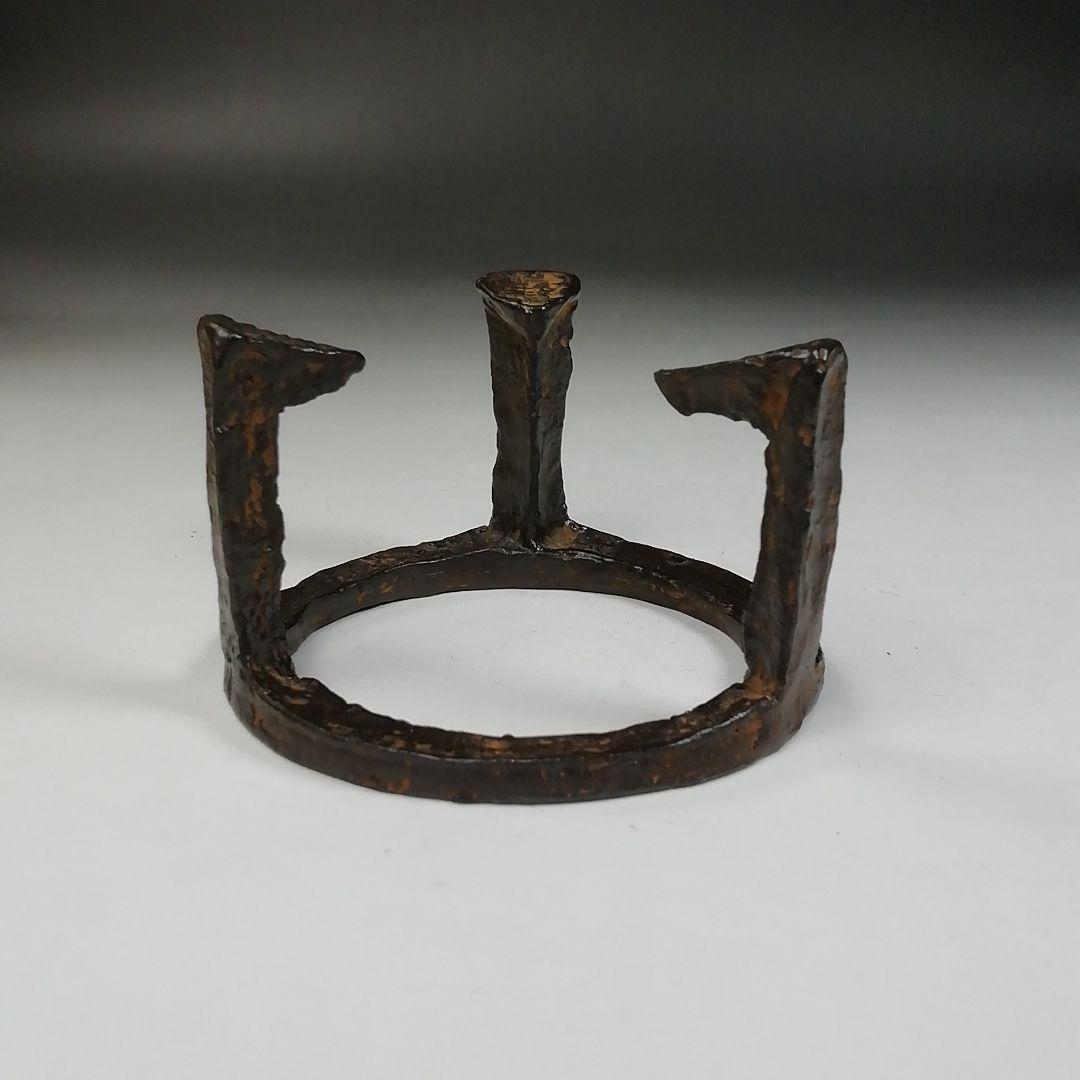 Ｗ１２１　蓋置　『唐銅　五徳　蓋置』『唐銅風炉師　藤井宗喜 作』　共箱　茶道具