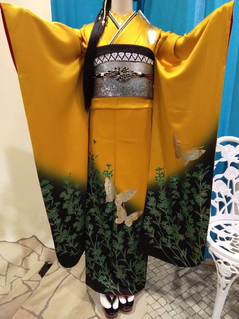 【専用】振袖フルセット、正絹振袖成人式、半襟重ね衿、帯揚げ帯締め、袋帯、長襦袢⑩