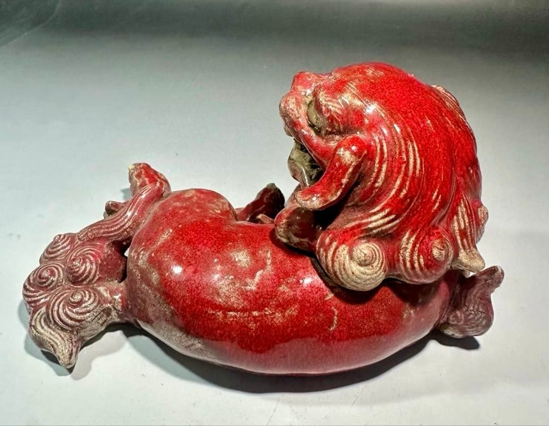 楽吉左衛門十二代 弘入造　赤獅子香炉 ／共箱／ 表千家十二代 惺斎　極め