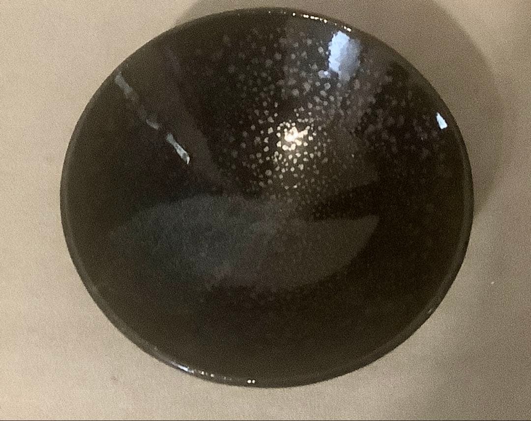 (美品)珍品　木村盛和作　木の葉油滴天目　ぐい呑み　栞、共布共箱入