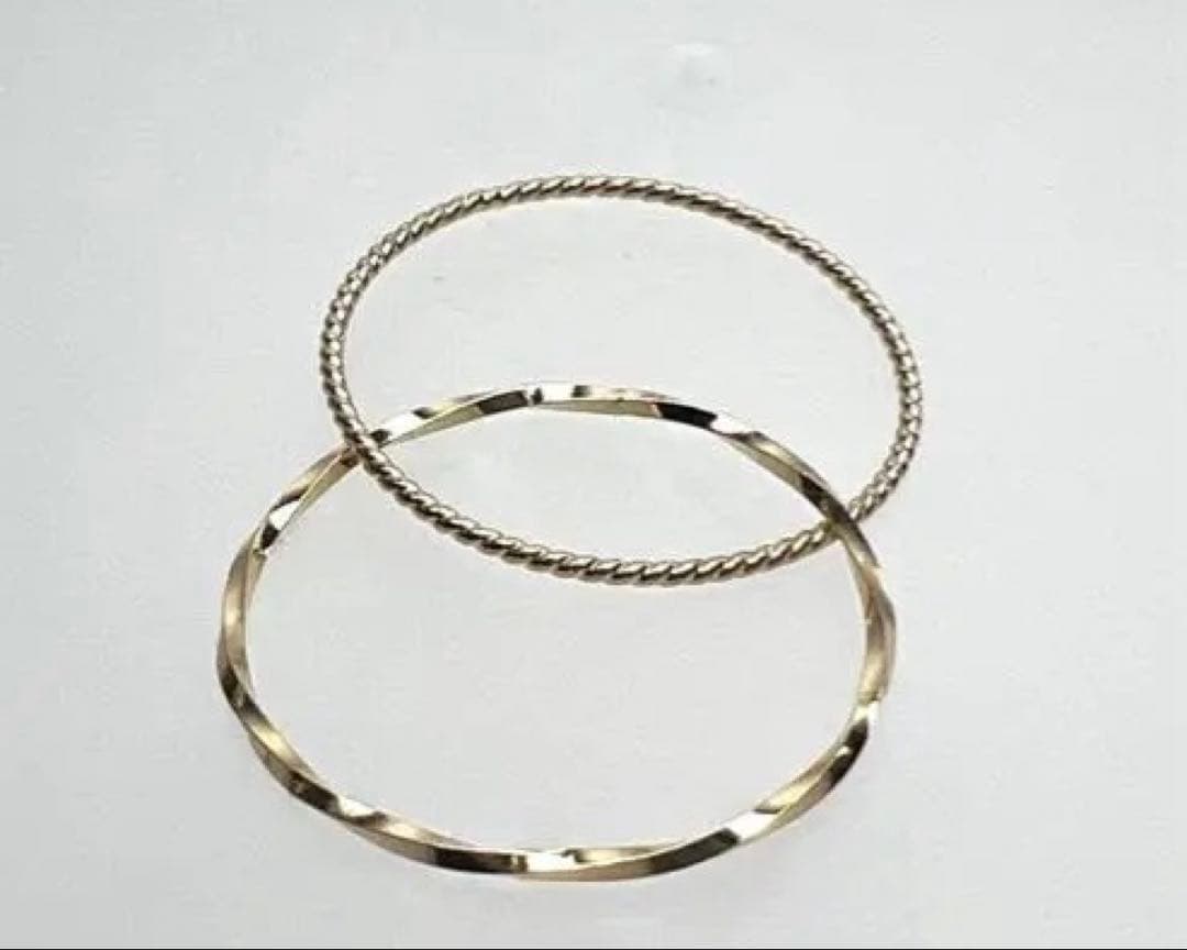 k18刻印有りゴールドバングルリングセット 2個