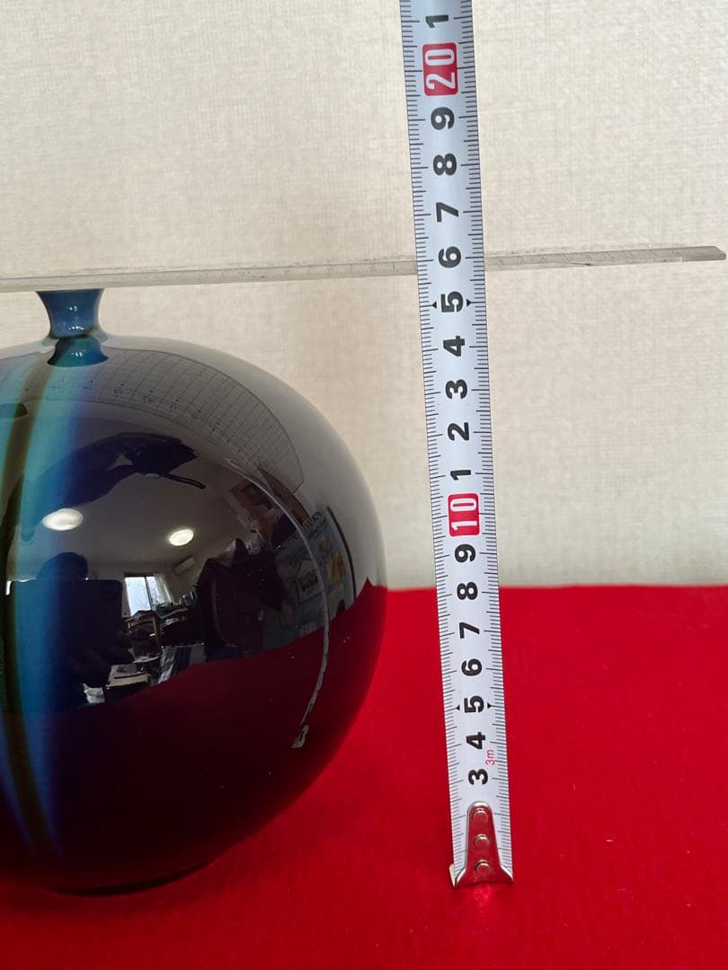 【希少】人間国宝 三代 徳田八十吉 (正彦銘)深厚耀彩 線文 壺 T253